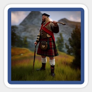 Scottish Highlander in Clan Tartan Sticker